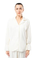 قميص نسائي بأزرار مع أربطة مطاطية عند الرسغين اوف...