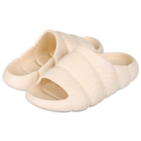 شبشب مفتوح من الأمام بنعل مطاطي مموج - بيج فاتح