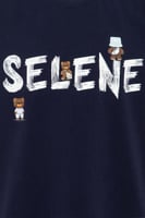 تيشيرت بقصة عادية للأطفال بشعار SELENE - أزرق داكن