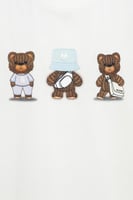 تيشيرت بقصة عادية للأطفال بطباعة ثلاثية دببة كرتون...