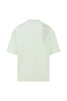 تيشيرت أوفرسايز مطرز بتصميم بسيط للجنسين - أخضر فا...