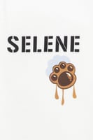 تيشيرت واسع للجنسين بشعار SELENE وتفصيل دب جانبي -...