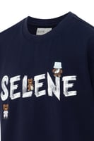 تيشيرت بقصة عادية للجنسين بشعار SELENE - أزرق داكن