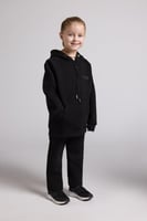 هودي أوفرسايز برباط للأطفال للجنسين - أسود