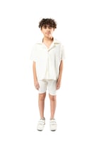 قميص أطفال واسع للجنسين بأكمام قصيرة وأزرار لأسفل...