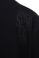 تيشيرت أوفرسايز مطرز بتصميم بسيط للجنسين - أسود