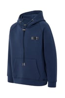 هودي أوفرسايز برباط للأطفال للجنسين - أزرق داكن