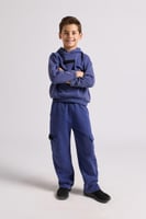 هودي بقصة واسعة Acid Wash للأطفال أزرق غامق