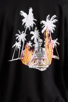 هودي بطباعة وقصة واسعة Acid Wash للجنسين أسود