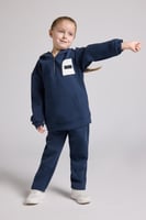 هودي بجيب أمامي أوفرسايز للأطفال للجنسين - أزرق دا...