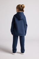 هودي أوفرسايز برباط للأطفال للجنسين - أزرق داكن