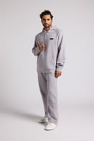 هودي أوفرسايز برباط للجنسين - رمادي