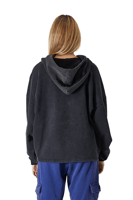 هودي بقصة واسعة Acid Wash من طبقتين للجنسين أسود +...