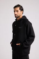 هودي أوفرسايز برباط للجنسين - أسود