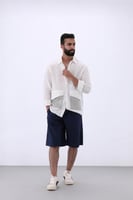 Linen Edge – قميص لينن بتصميم فريد وأسلوب جريء ابي...