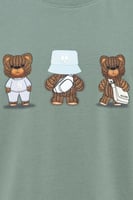 تيشيرت بقصة عادية للأطفال بطباعة ثلاثية دببة كرتون...