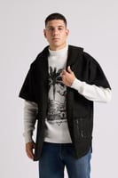 جاكيت بهودي وقصة واسعة، اكمام قصيرة للجنسين أسود