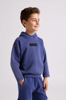 هودي بقصة واسعة Acid Wash للأطفال أزرق غامق