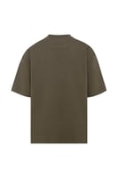 تيشيرت أوفرسايز بشعار مطرز على الصدر للجنسين - زيت...