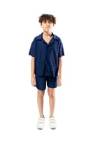 شورت واسع للأطفال للجنسين ازرق غامق