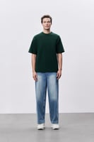 تيشيرت إنترلوك أخضر غامق للجنسين