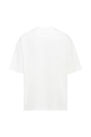 تيشيرت أوفرسايز بشعار مطرز على الصدر للجنسين - أبي...