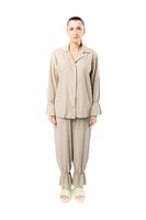 بنطلون نسائي بخصر مرتفع وأرجل عريضة، مع أربطة مطاط...