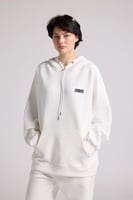 هودي أوفرسايز برباط للجنسين - أوف وايت