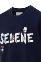 تيشيرت بقصة عادية للأطفال بشعار SELENE - أزرق داكن