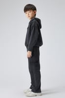 هودي بقصة واسعة Acid Wash للأطفال أسود