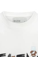 تيشيرت بقصة عادية للأطفال بشعار SELENE - أوف وايت