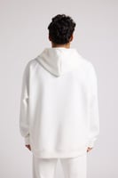 هودي أوفرسايز برباط للجنسين - أوف وايت