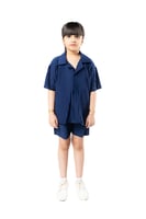 شورت واسع للأطفال للجنسين ازرق غامق