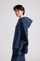 هودي أوفرسايز برباط للجنسين - أزرق داكن