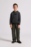 هودي بقصة واسعة Acid Wash للأطفال أسود