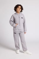 هودي أوفرسايز برباط للأطفال للجنسين - رمادى