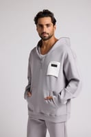 هودي بجيب أمامي أوفرسايز للجنسين - رمادي