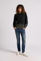 بلوفر Acid Wash للجنسين أسود