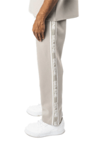 بنطلون رمادي مستقيم الساق للجنسين مع حزام خصر وأرب...