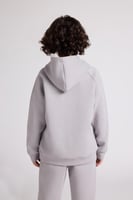 هودي أوفرسايز برباط للأطفال للجنسين - رمادى