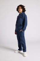 هودي أوفرسايز برباط للأطفال للجنسين - أزرق داكن
