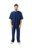 تيشرت واسع للجنسين ازرق غامق