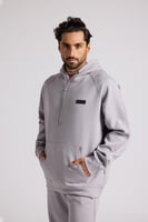 هودي أوفرسايز برباط للجنسين - رمادي