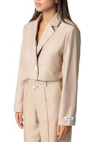 جاكيت رسمي نسائي بقصة قصيرة بيج