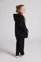 هودي أوفرسايز برباط للأطفال للجنسين - أسود