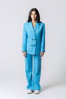 جاكيت رسمي نسائي بقصة طويلة أزرق فاتح