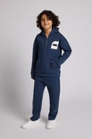 هودي بجيب أمامي أوفرسايز للأطفال للجنسين - أزرق دا...