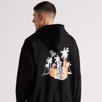 هودي بطباعة وقصة واسعة Acid Wash للجنسين أسود