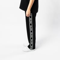 بنطلون اسود مستقيم الساق للجنسين مع حزام خصر وأربط...