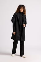 معطف بقصة واسعة بحزام للنساء أسود